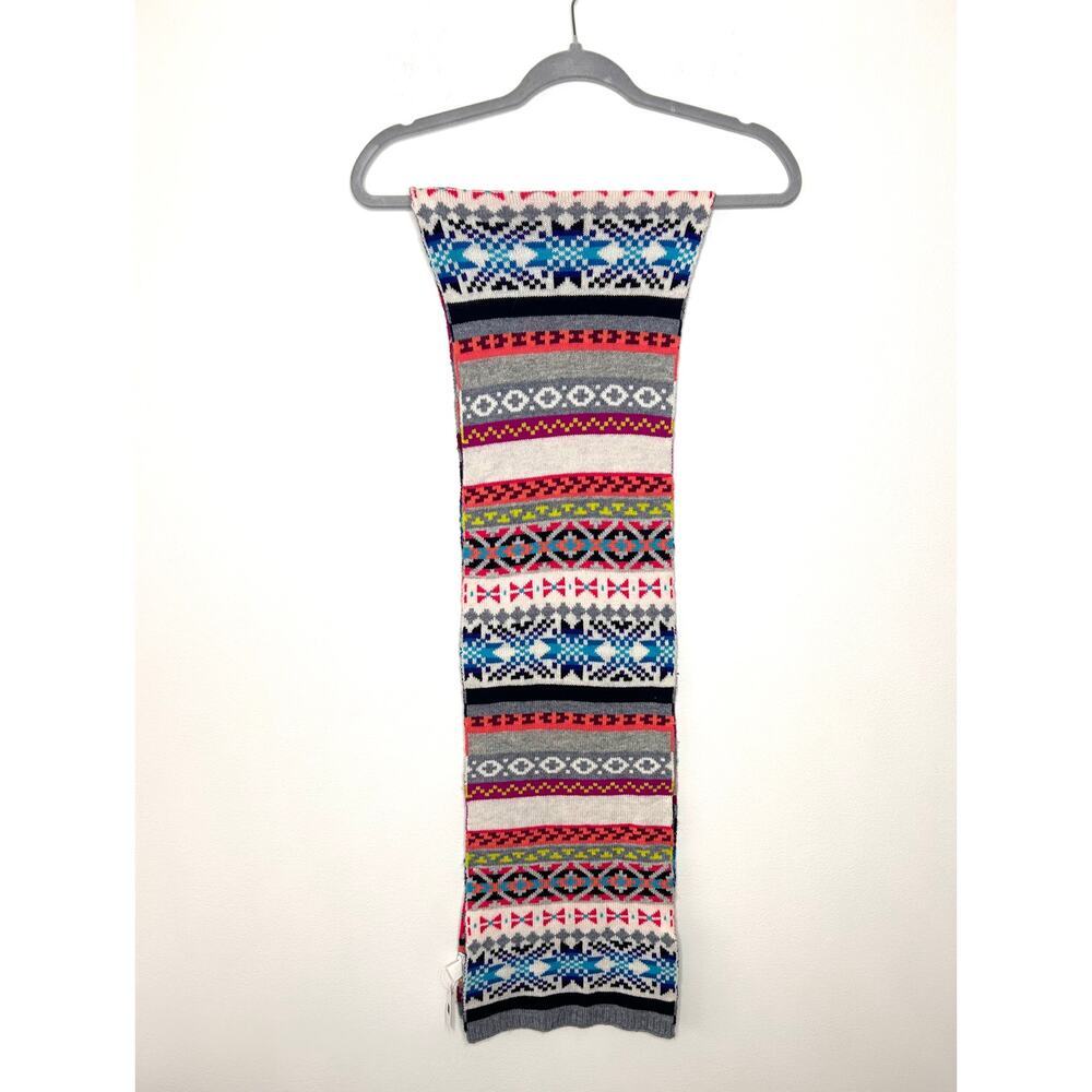 GAP Fair Isle Merino Wool Blend Multicolor Scarf NWT Cozy Cabincore Preppy Boho